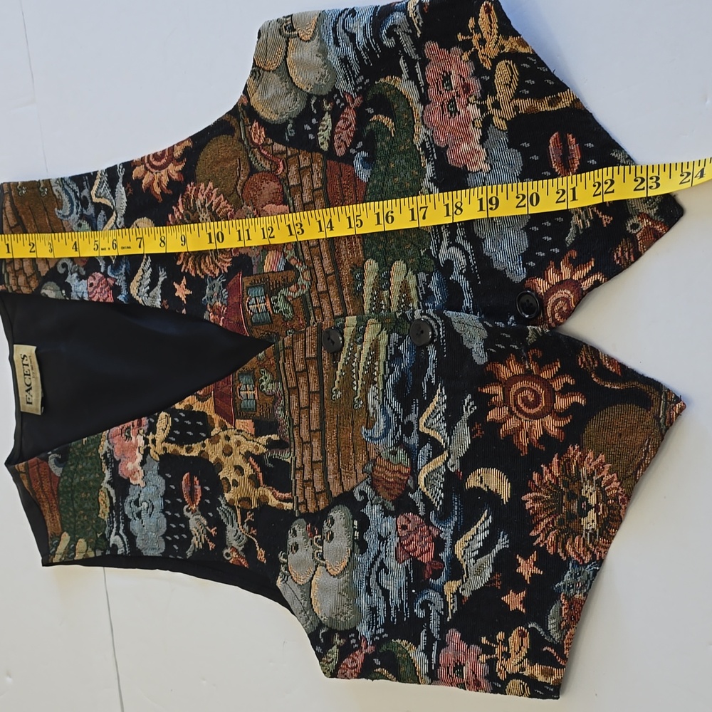 Vintage Facets By Mirrors Noah's Ark Tapestry Vest Multi Color Size Medium - Picture 12 of 14